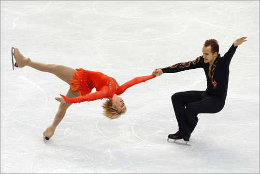 Caydee Denney and Jeremy Barrett of United States competed in the figure skating pairs short program.
