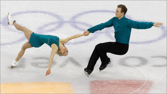 Canada's Anabelle Langlois and Cody Hay finished in seventh place in the short program of the figure skating pairs competition.
