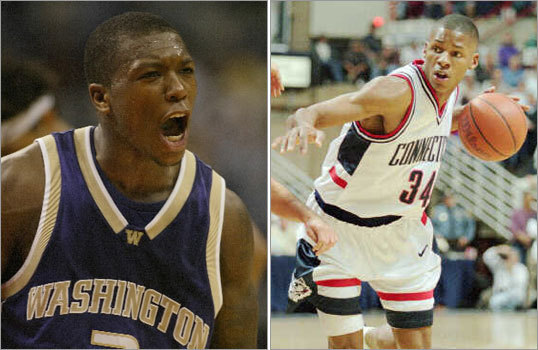 The NBA season is an 82-game grind. If all goes well, an insufferably long playoffs follow. But there was a time when current Celtics players like Nate Robinson (left) and Ray Allen (right) were major players in the NCAA tournament, feeling the rush of the most exciting three weeks in sports. We caught up with several Celtics and asked them about their alma maters, their favorite tournament moments, and this year's field.