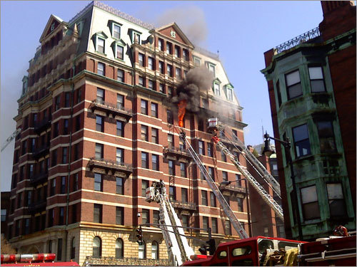 A 9-alarm fire broke out at a 10-story condominium building at the corner of Beacon Street and Massachusetts Avenue in Back Bay Wednesday afternoon. Read the article.