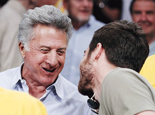Were actors Dustin Hoffman (left) and Jake Gyllenhaal discussing the Celtics' adjustments after Game 6?