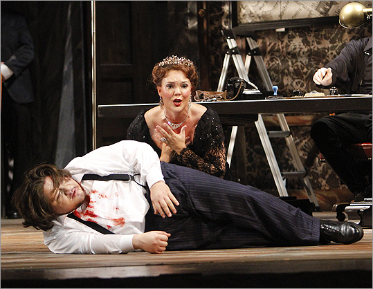 Jill Gardner as Floria Tosca and Diego Torre as Mario Cavaradossi in Boston Lyric Opera's production of 'Tosca.'