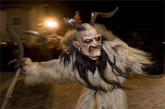 Austria A man dressed as a Krampus, the companion of St. Nicholas and one of Austria's unique Advent traditions, made his way during a traditional Krampus procession in Unken.