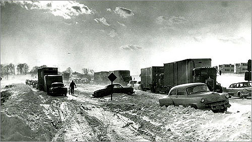8: February 16-17, 1958 -- 19.4 inches A storm in 1958 caused icy roads that spun cars off of highways outside of Boston.