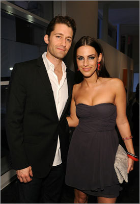 Actor Matthew Morrison (left) and actress Jessica Lowndes attended a private dinner hosted by Audi at the Audi Forum Dallas.
