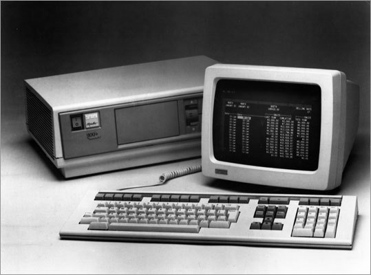 Pictured here is the Rainbow 100+ microcomputer, a newer model of the Rainbow 100 series developed in 1982. This model came with a hard drive installed.