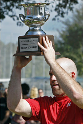 Kevin Youkilis won the NESN Second Base Cup, a golf competition in which Red Sox players have a closest to the pin competition using second base as the target. Photos: Spring training games Photos: Spring training: Week 1