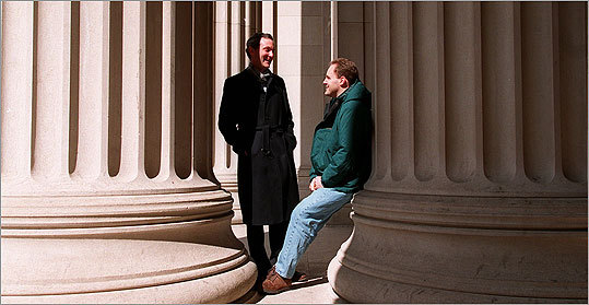 Number 15: Heavy traffic In the late 1990s, Daniel Lewin , pictured, left, and his MIT faculty adviser, math professor Tom Leighton , pictured, right, devised a model for speeding up the movement of large quantities of data over the Internet. Their work became the foundation for Akamai Technologies Inc. , the Cambridge company that today handles up to 30 percent of the world’s Internet traffic. Lewin became a billionaire. But on Sept. 11, 2001, he was on American Airlines Flight 11, which crashed into the north tower of the World Trade Center. He was 31.