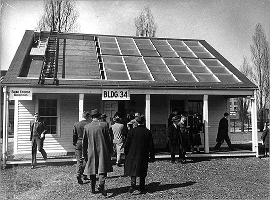 Number 31: Sun house The first house to be completely powered by the sun was built on the MIT campus in 1939. Called Solar 1, it was built under the direction of chemical engineering professor Hoyt. C. Hottel , who employed a “sun trap,” a box with a copper sheet painted black under three panes of glass on the roof, to collect the sun’s rays. Some of the principles from Solar 1 are just now being incorporated by the Department of Energy in its own solar research.