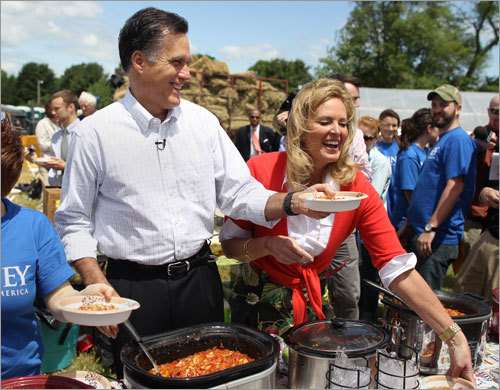 Romney and his wife Ann served her special chicken-and-bean chili at the event.