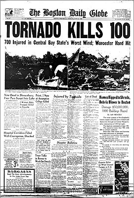 worcester 1953 globe boston tornado massachusetts front june city central