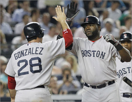 June 7: Red Sox 6, Yankees 4 David Ortiz (right) clubbed his 14th home run of the season to highlight the Red Sox' 6-4 victory over the Yankees in the opening game of their series in New York. Ortiz's blast to right field in the fifth inning drove in Adrian Gonzalez, and turned out to be the game-winning hit when the Yankees rallied for a run in the bottom of the ninth.