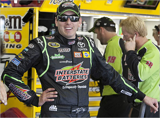 Kyle Busch in his garage during the NASCAR Sprint Cup final practice at the New Hampshire Motor Speedway on Friday.