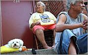 In Dorchester, Andrew Rosario, right, and his mother, Maria, tried to keep cool on their front stoop with their dog, Timmy. In Dorchester, Andrew Rosario, right, and his mother, Maria, tried to keep cool on their front stoop with their dog, Timmy.