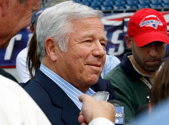 Aug. 10 New England Patriots owner Robert Kraft speaks to the media at Gillette Stadium about dedicating the upcoming season to the memory of his wife Myra.