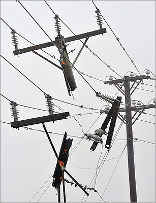 Damaged power lines burned in Nag's Head as Hurricane Irene hit the northern Outer Banks of North Carolina.