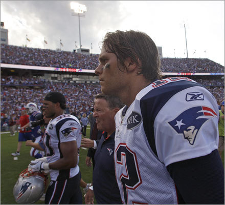 Tom Brady and the Patriots suffered their first loss of the season Sunday in Orchard Park, NY, where the Bills rallied for a 34-31 victory. It was the Bills' first victory in the last 16 games between the two teams.