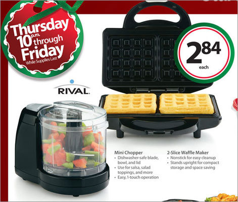 Walmart is listing a Rival two-slice waffle maker for $2.84.