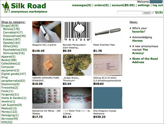 Sites like Silk Road, pictured, use Tor technology to protect users' identities.