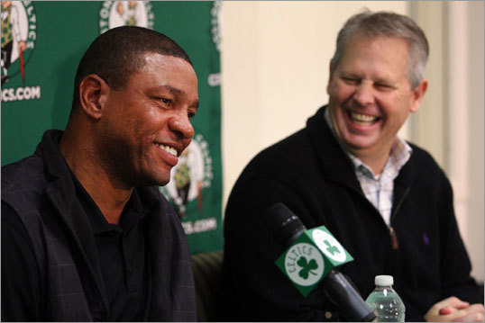 The Celtics have picks Nos. 21, 22, and 51 in the NBA Draft, which takes place this Thursday, June 28. Danny Ainge (right) and Doc Rivers will attempt to transform an aging Celtics roster into one geared toward the future, and size is a definite need. There are two schools of thought in this draft. One is that there will be talent available late, and the other is that the top of the draft is loaded, and that trading into it is a must. With three picks to work with, the Celtics could take advantage of either. With that backdrop, we take a look at players who could be Celtics soon.