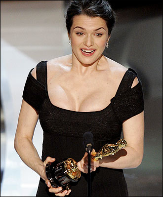British actress Rachel Weisz accepted the Oscar for best supporting actress for her work in 'The Constant Gardener.'