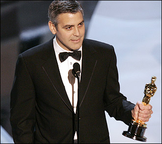 George Clooney accepts the Best Supporting Actor award for 'Syriana.'