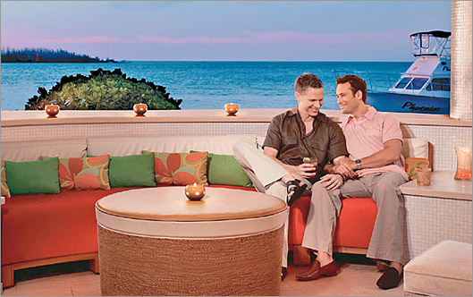 Research confirms that honest portrayals of gays and lesbians in advertising are the most effective way to address this audience. This new ad for Hyatt Resorts appears in national gay magazines including Out, Out Traveler, and The Advocate.