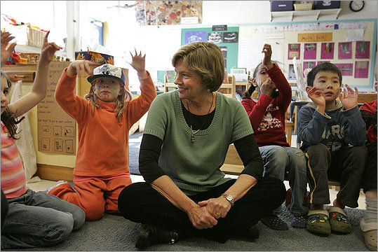 Educator Nancy Carlsson-Paige observes kids at the Fayerweather Street School in Cambridge.