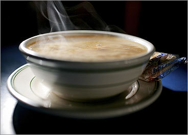 steaming soup bowl