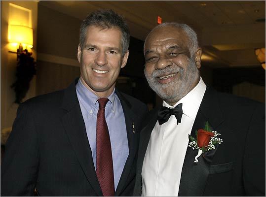 Senator Scott Brown (left) and Flash Wiley of Brookline at the New England All Academies Holly Ball in Norwood.