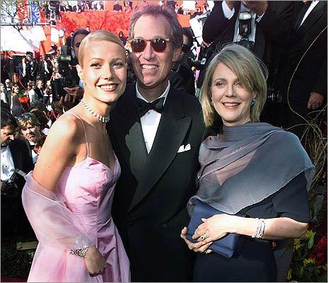 Good genes: Paltrow comes from a famous family, including her father, director Bruce Paltrow, and mother, actress Blythe Danner. Here, the parents escorted their daughter to the 1999 Academy Awards, where she won best actress.