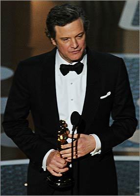 Colin Firth joked that his career peaked as he accepted the award for best actor for 'The King's Speech.'