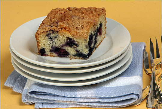 Finally, to add a little blue to complete your patriotic trio, we suggest a version of the classic blueberry cake. 'We think of it as a classic New England community cake. Everywhere you go, someone has a recipe for one, often from a mother or grandmother,' writes Globe food editor Sheryl Julian. Blueberry cake recipes. Pictured, blueberry cake with streusel topping , a recipe sent in by Jane Connelly of Scituate.