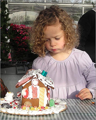 Gingerbread House Workshops Concord, N.H. Six Gingerbread House Workshops are being offered at Verrill Farm in December. Each participant will receive an assembled, undecorated gingerbread house, along with frosting and candy. Novices need not worry: Farmstand chefs will be on hand to offer decorating tips. Dec. 4 (Sun) and Dec. 10 (Sat); 9:30, 11:30 a.m., 1:30 p.m., Verrill Farm, 11 Wheeler Road, 978-369-4494, www.verrillfarm.com , $35 per person. Reservations required; Adults must accompany children under 10.