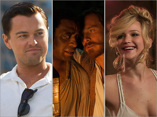 Leonardo DiCaprio in 'The Wolf of Wall Street,' Chiwetel Ejiofor and Michael Fassbender in '12 Years a Slave,' Jennifer Lawrence in 'American Hustle'