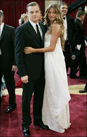 Leonardo diCaprio with model girlfriend, Gisele Bundchen.
