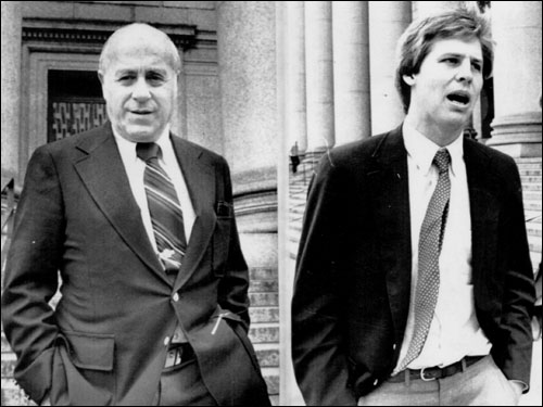 After Danny Ainge (right) was chosen in the 1981 NBA Draft by the Celtics, a legal battle ensued because Ainge was under contract with the Totonto Blue Jays. Auerbach and the Celtics ended up buying out Ainge's contract from the Blue Jays.