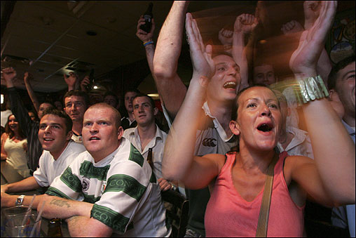 Cheers broke out at the Tara Pub on ''Dot Ave.'' as boxer and Dorchester dweller Kevin McBride beat Mike Tyson in June.