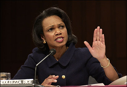 Condoleezza Rice testified on aiding Iran democracy efforts yesterday before the Senate Foreign Relations Committee.