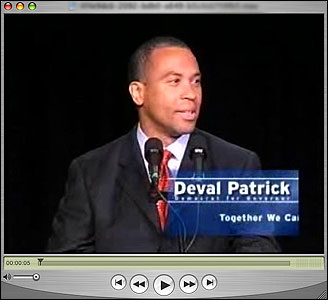 Deval Patrick in a podcast that can be downloaded from his website.