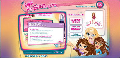 Be-Bratz links MGA Entertainment's popular dolls with an online community for children.