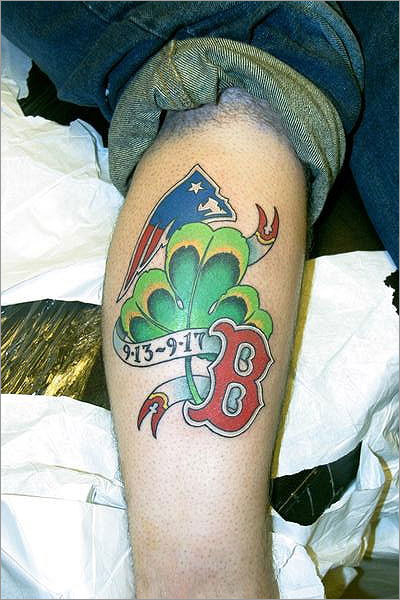 Jeff Quigley got a new tattoo the night before the Patriots 2007 home opener 