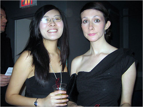 From left: Wendy Lu from New Jersey and Alison Kozberg, who works for the Brattle Theater. Lu wanted to see Daniel Day-Lewis win and Kozberg hoped for a win for Cate Blanchett.