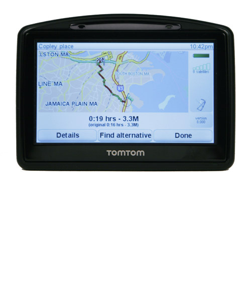 $499.95 Pros: It's a great co-pilot. It gives you the option of selecting your route type – avoid highways, shortest, fastest, etc. – every time you plot a course. That's great for avoiding some of Metro Boston's parking lots, err, highways during rush hour. It also lets you plug in what time you need to arrive by and lets you know if you're running late. Cons: The external traffic warning antenna is annoying and sold separately. Screen suffers in bright sunlight. The cradle doesn't charge the unit. Overall: We're sure this is a controversial play at the plate – and we're just as shocked as you are – but for half the price of the Garmin and comparable features, TomTom may have finally given themselves an edge.