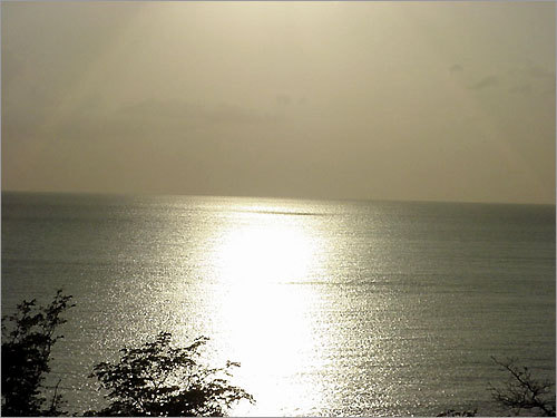 The sun shimmers over the ocean at the Rincon Beach Resort.