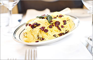 Roasted spaghetti squash with dried cranberries