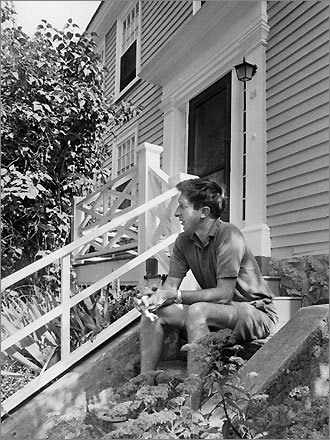 Written in a unique, highly-stylized manner, Updike's works center on affluent suburban settings, exploring such issues as adultery and the spiritual side of life. Updike is seen here in his home on July 24, 1968.