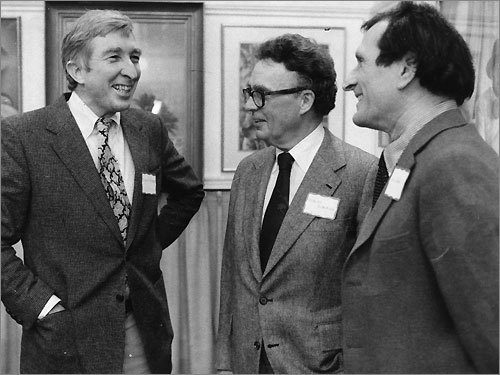 In addition to novelist and poet, Updike was also an influential critic. He would regularly turn up writing about Nabokov in the back pages of The New Yorker, art in The New York Review of Books, or about his favorite sport in Golf or Golf Digest. Updike is seen here with Atlantic Monthly editor Robert Manning, center, and biographer Justin Kaplan at Boston's Athenaeum on Jan. 25, 1979.