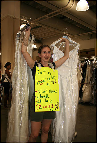 Katherine Harvey, a member of Kat Pratt's wedding party, was a walking billboard for Pratt's desired dress.