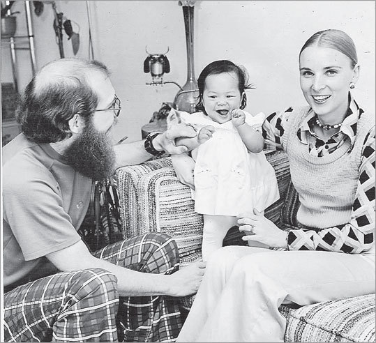 Author Mei-Ling Hopgood with her parents. She was adopted from Souther Taiwan in 1974.